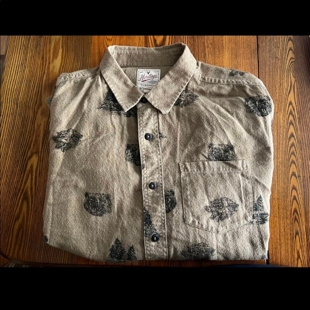 American Eagle Heritage - Classic Fit, Lightweight Tan Flannel